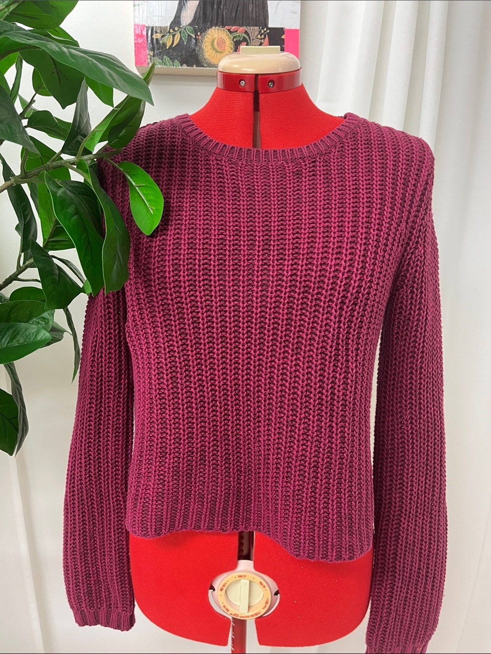 Women’s Crewneck Coton Sweater in Wine